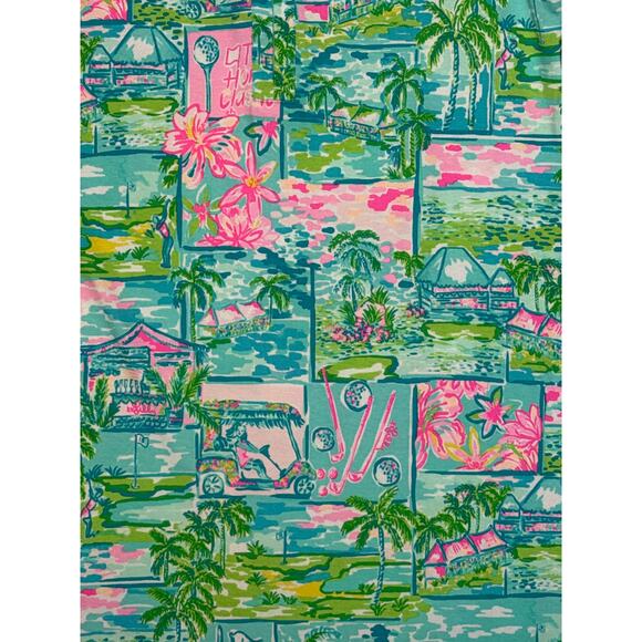 Lilly Pulitzer Claudia UPF 50+ fabric, High Tide Navy Honda print dress large - Picture 7 of 15